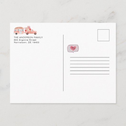 Waterverf Valentijn Village Map | Illustratie Briefkaart (Achterkant)