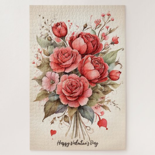  Waterverf Valentijnsdag boeket Legpuzzel (Verticaal)