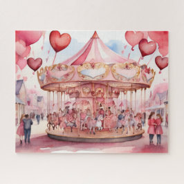 Waterverf Valentijnsdag carrousel Legpuzzel
