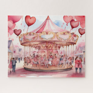 Waterverf Valentijnsdag carrousel Legpuzzel