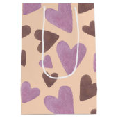 Waterverf Valentijnsdag Chocolade Roze harten Medium Cadeauzakje (Achterkant)