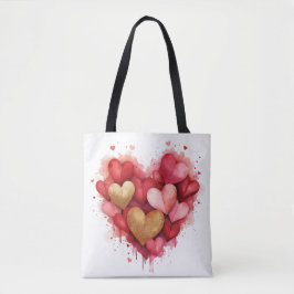 Waterverf Valentijnsdag Hart Tote Bag