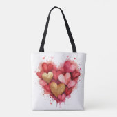 Waterverf Valentijnsdag Hart Tote Bag (Achterkant)