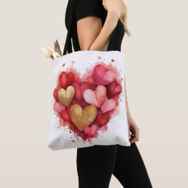 Waterverf Valentijnsdag Hart Tote Bag