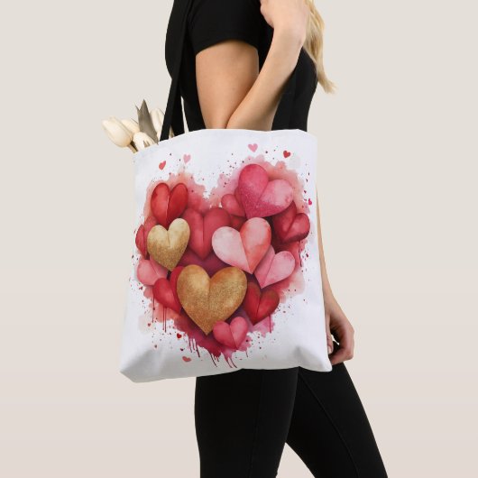 Waterverf Valentijnsdag Hart Tote Bag (Dichtbij)