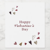 Waterverf Valentijnsdag Harten Wijn Etiket (Enkel label)