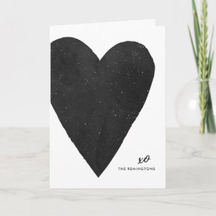 Waterverf Valentijnsdag Kaart - zwart