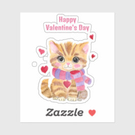 Waterverf Valentijnsdag Kat Sticker