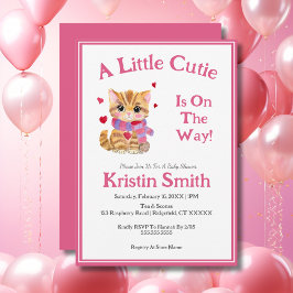 Waterverf Valentijnsdag Kitten Baby Shower Kaart