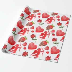 Waterverf Valentijnsdag Patroon Cadeaupapier