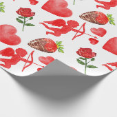 Waterverf Valentijnsdag Patroon Cadeaupapier (Hoek)