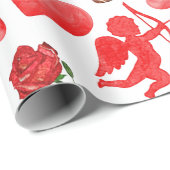Waterverf Valentijnsdag Patroon Cadeaupapier (Rol Hoek)
