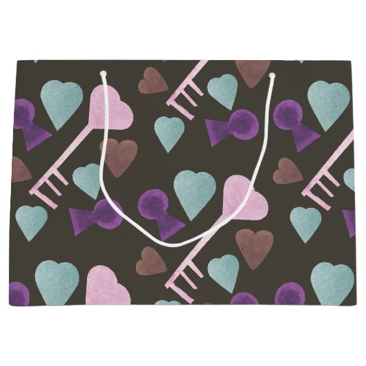 Waterverf Valentijnsdag Skeleton Keys Groot Cadeauzakje (Voorkant)