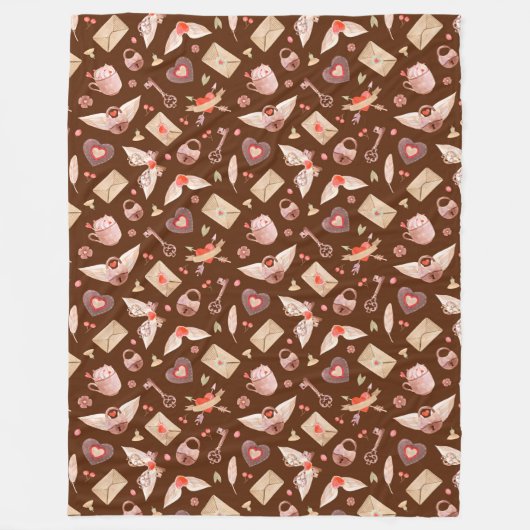 Waterverf Valentijnse Fleece Deken (Voorkant)