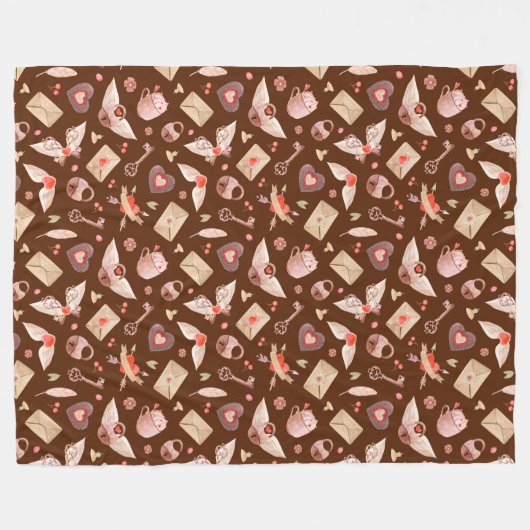 Waterverf Valentijnse Fleece Deken (Voorkant (Horizontaal))