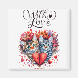 Waterverf Valentijnse katten met liefde Magneet