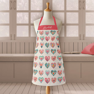 Waterverf Valentijnsharten Patroon Koken Schort