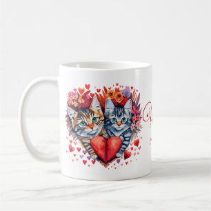 Waterverf Valentijnskaarten katten met liefde Koffiemok