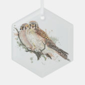 Waterverf valk valk-vrienden paardenvogels glas ornament (Voorkant)