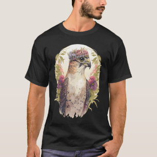 Waterverf valkvogels van de bloementeelt t-shirt