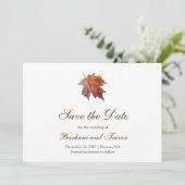 Waterverf Vallende Blad Elegante Herfst Bruiloft Save The Date (Staand voorkant)