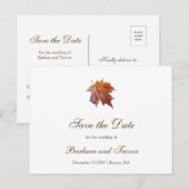 Waterverf Vallende Blad Herfst Bruiloft Bewaar de  Aankondigingskaart (Voorkant / Achterkant)