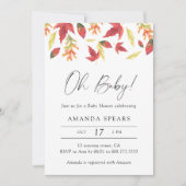 Waterverf vallende bladeren herfst baby shower kaart (Voorkant)