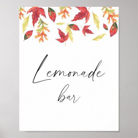 Waterverf vallende bladeren - limonade bar poster (Voorkant)