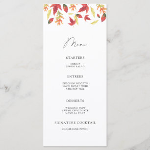 Waterverf vallende bladeren minimalistisch menu