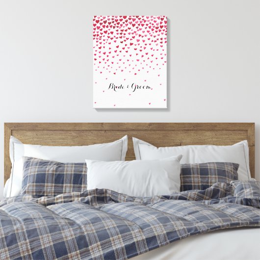 Waterverf Vallende Harten Bruid en bruidegom Canvas Afdruk (Insitu (Slaapkamer))