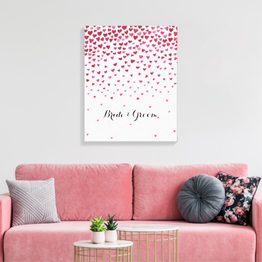 Waterverf Vallende Harten Bruid en bruidegom Canvas Afdruk (Insitu (Woonkamer))