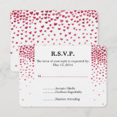 Waterverf Vallende Harten Bruiloft RSVP Kaartje (Voorkant / Achterkant)