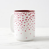 Waterverf vallende harten tweekleurige koffiemok (Voorkant links)