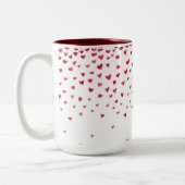 Waterverf vallende harten tweekleurige koffiemok (Links)