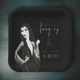 Waterverf Vampiress Fancy Halloween Papier Borden Papieren Bordje