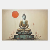 Waterverf van 3 Boeddha in meditatie Inpakpapier Vel (Voorkant 3)