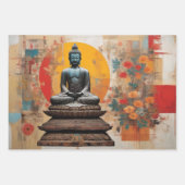 Waterverf van 3 Boeddha in meditatie Inpakpapier Vel (Voorkant 2)