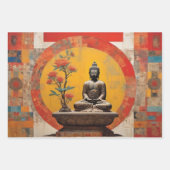 Waterverf van 3 Boeddha in meditatie Inpakpapier Vel (Voorkant)