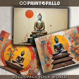 Waterverf van 3 Boeddha in meditatie Inpakpapier Vel