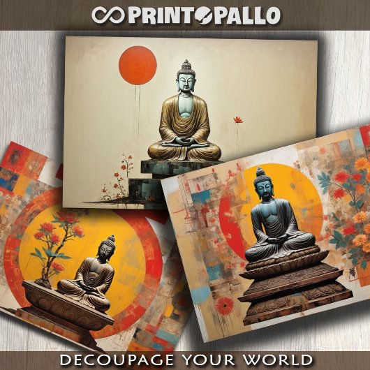 Waterverf van 3 Boeddha in meditatie Inpakpapier Vel