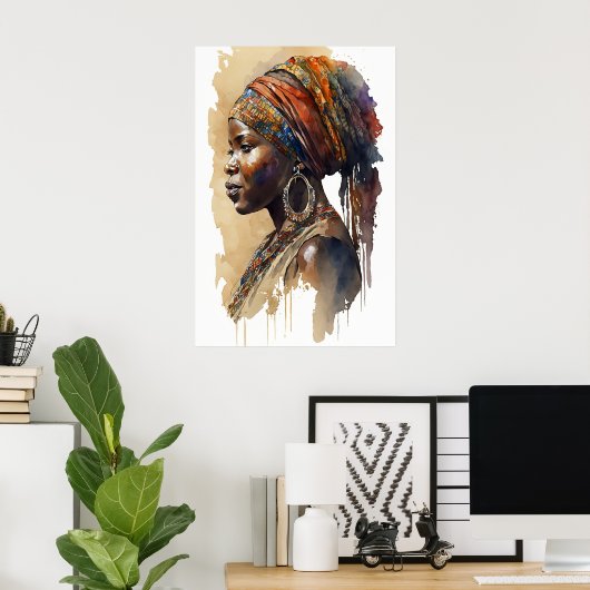 Waterverf van Afrikaanse stammenvrouwen — Kunst me Poster (Thuiskantoor)