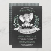 Waterverf van alkboard Elephant Baby shower Kaart (Voorkant / Achterkant)