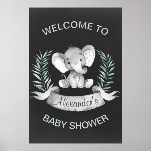 Waterverf van alkboard Elephant Baby shower Poster (Voorkant)
