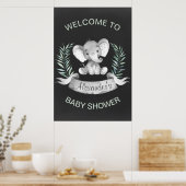 Waterverf van alkboard Elephant Baby shower Poster (Keuken)