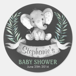 Waterverf van alkboard Elephant Baby shower Ronde Sticker