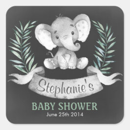 Waterverf van alkboard Elephant Baby shower Vierkante Sticker