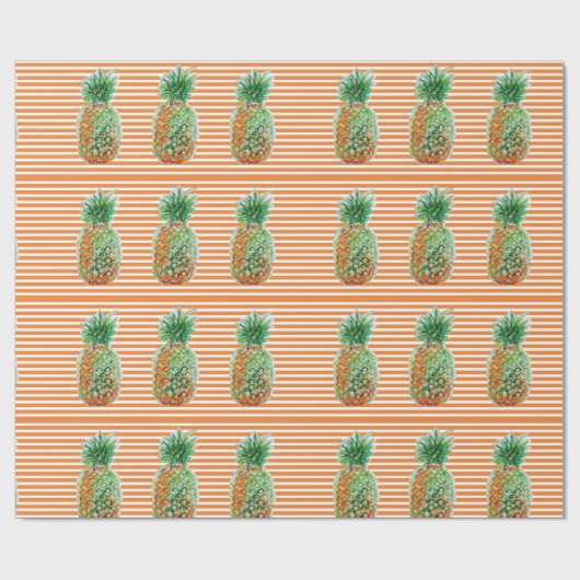 Waterverf van anananassap, Oranje stripe Cadeaupapier (Vlak)