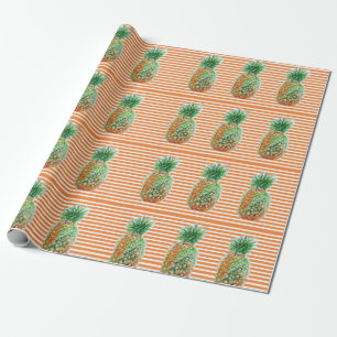 Waterverf van anananassap, Oranje stripe Cadeaupapier