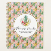 Waterverf van ananas en Hibiscus Flowers Tropisch Planner (Voorkant)