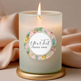 Waterverf van ananas en Hibiscus Flowers Tropisch Ronde Sticker